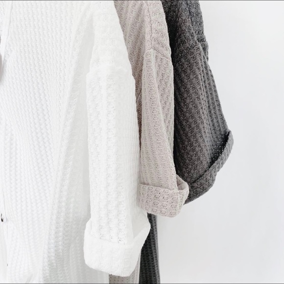 Tie Waffle Knit Top Dark Grey - Picture 7 of 8